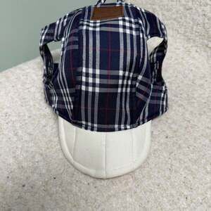 Wonton Collection Navy Plaid Bulldog Dog Hat Cap One Size Puppy Hat Summer Cap